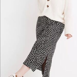 Madewell Drawstring Midi Slip Skirt in Woodcut Flowers Size 6